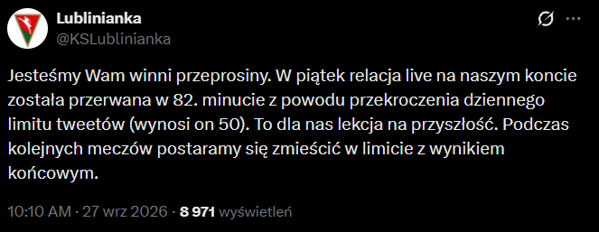 Oto TŁUMACZENIA Lublinianki po tym jak PRZERWANO RELACJĘ z meczu w 82. minucie xD